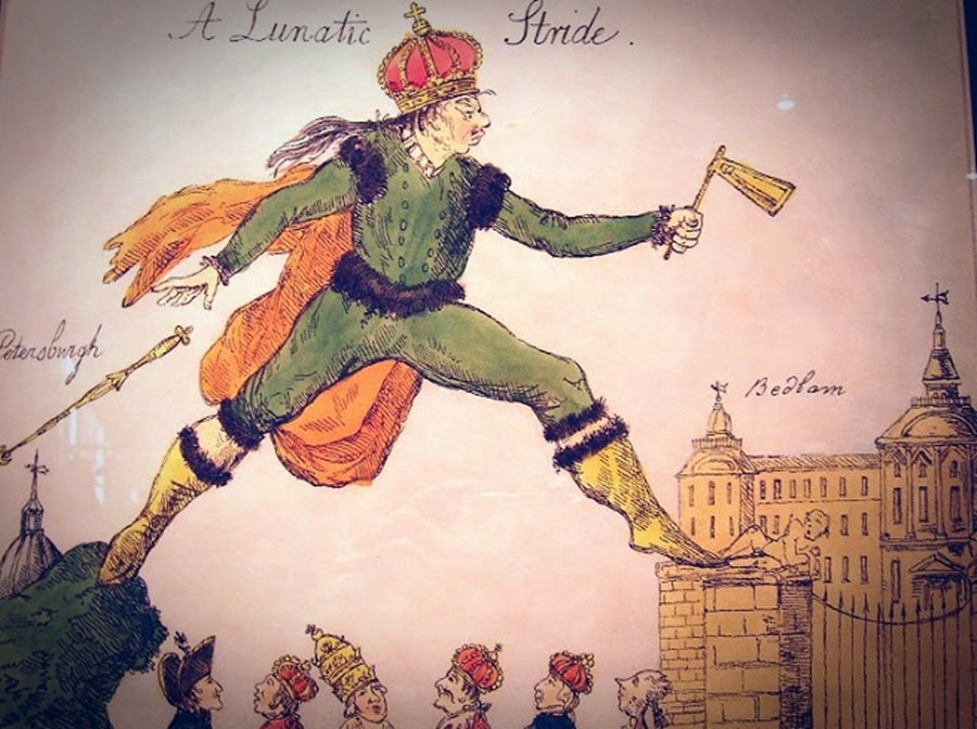 Карикатура на Павла I, опубликованная в Европе